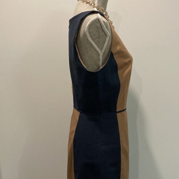 CLUB Monaco Letitia Navy and Brown Color Block Midi Pencil Sheath Dress … - Picture 12 of 16
